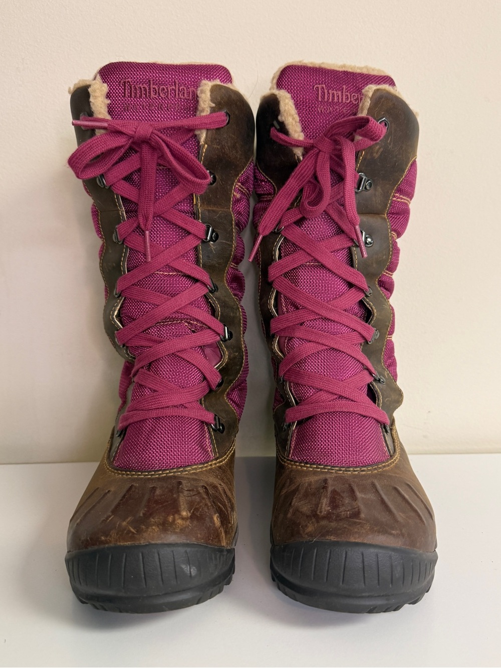 Timberland: Women's Pink / Brown Crystal Tall Waterproof Winter Boots, Size 8